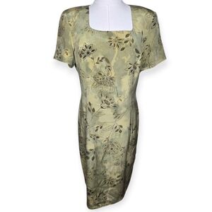 Spenser Jeremy Silk Floral Sheath Dress Sage Green Size 10 Career